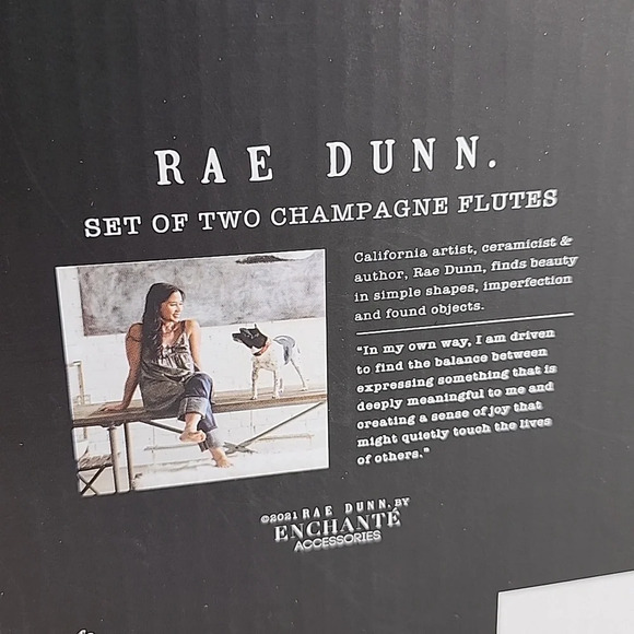 Rae Dunn Enchanted Irridescent 2  Stemless Champagne Flutes BRUNCH Large Letters - Picture 8 of 8